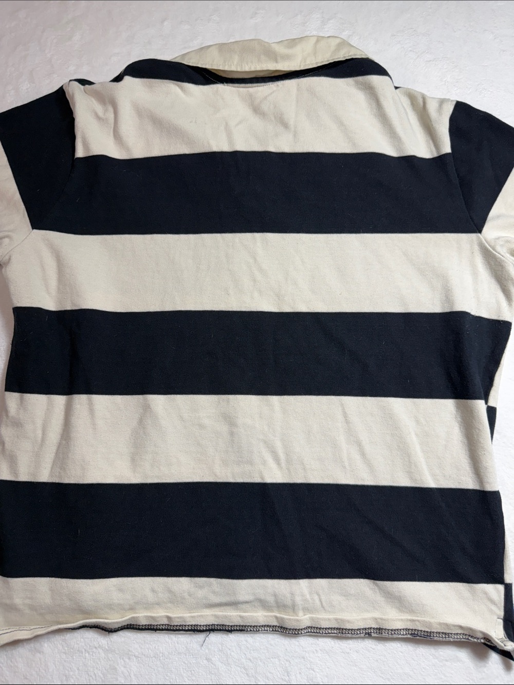 Disney Black and Cream Striped Polo Shirt with Embroidered Mickey Mouse - Picture 6 of 6